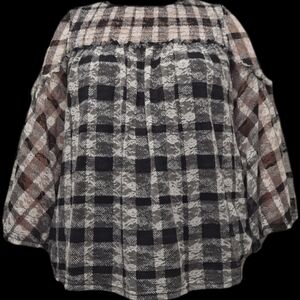 Black and White Lace Blouse with Bell Sleeves